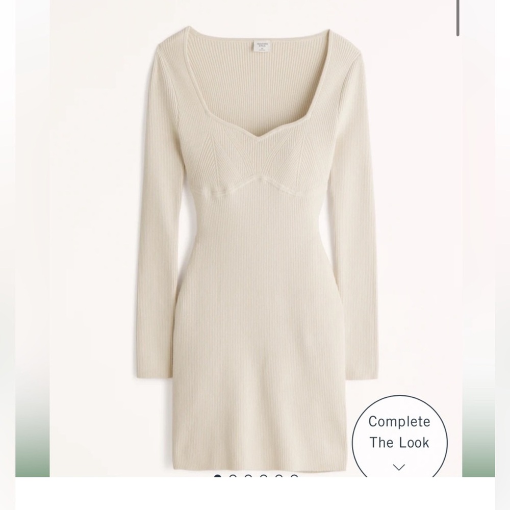 Abercrombie & Fitch Cream Ribbed Knit Dress